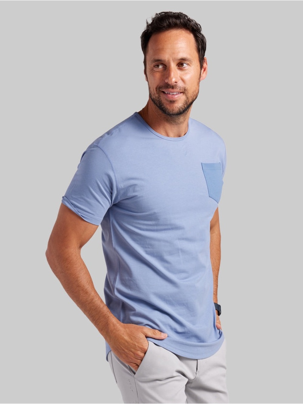 BYLT Men's Drop Cut Short Sleeve w/Pocket Lux T-Shirt Indigo M - Picture 8 of 8